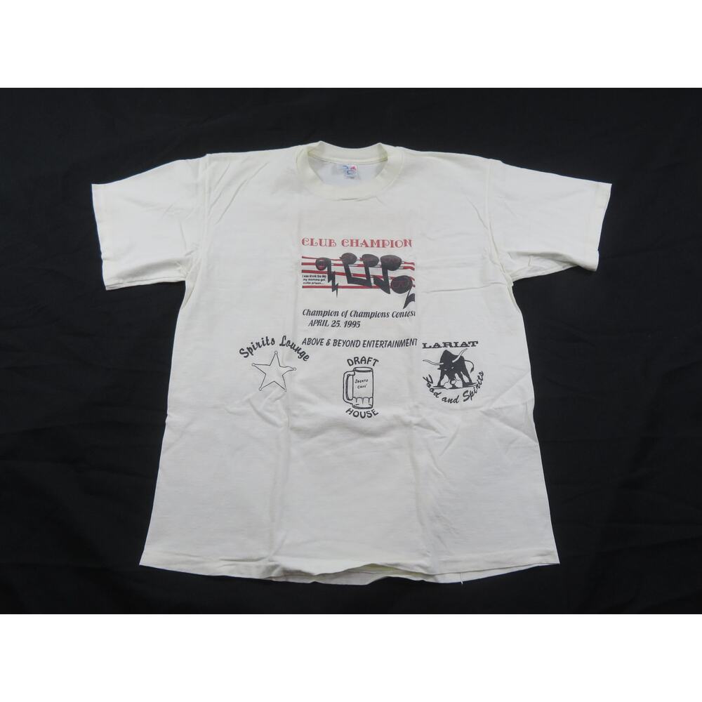 Spirits Lounge Karaoke? Champion Musical Notes T-shirt Double Sided Sz XL 1990s